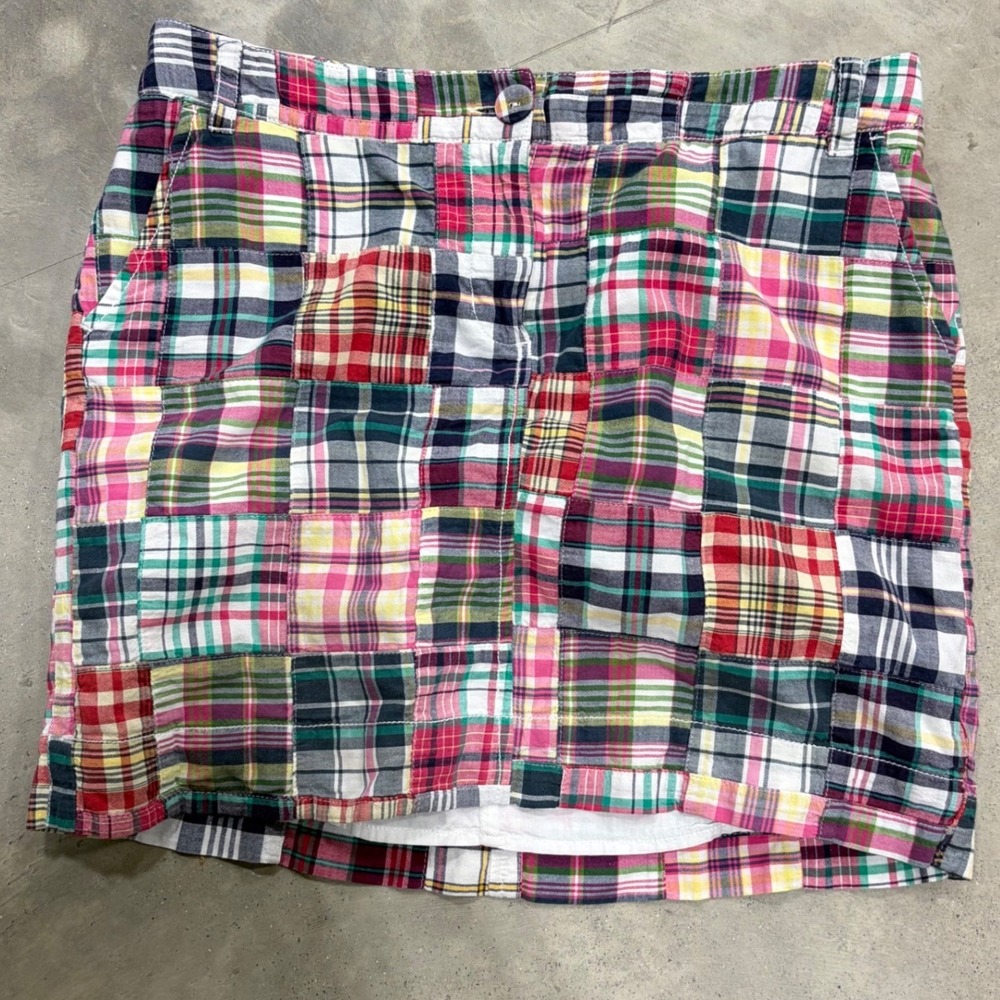 Tommy Hilfiger Multi Color Patchwork Plaid Madras Mini Skirt Size 10 0878960